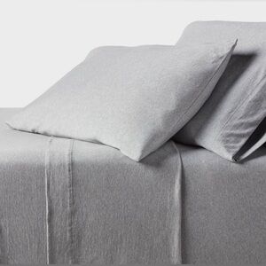NEW Queen Cotton Jersey 4 Piece Sheet Set Heather Gray 100% Cotton Cozy | Fall
